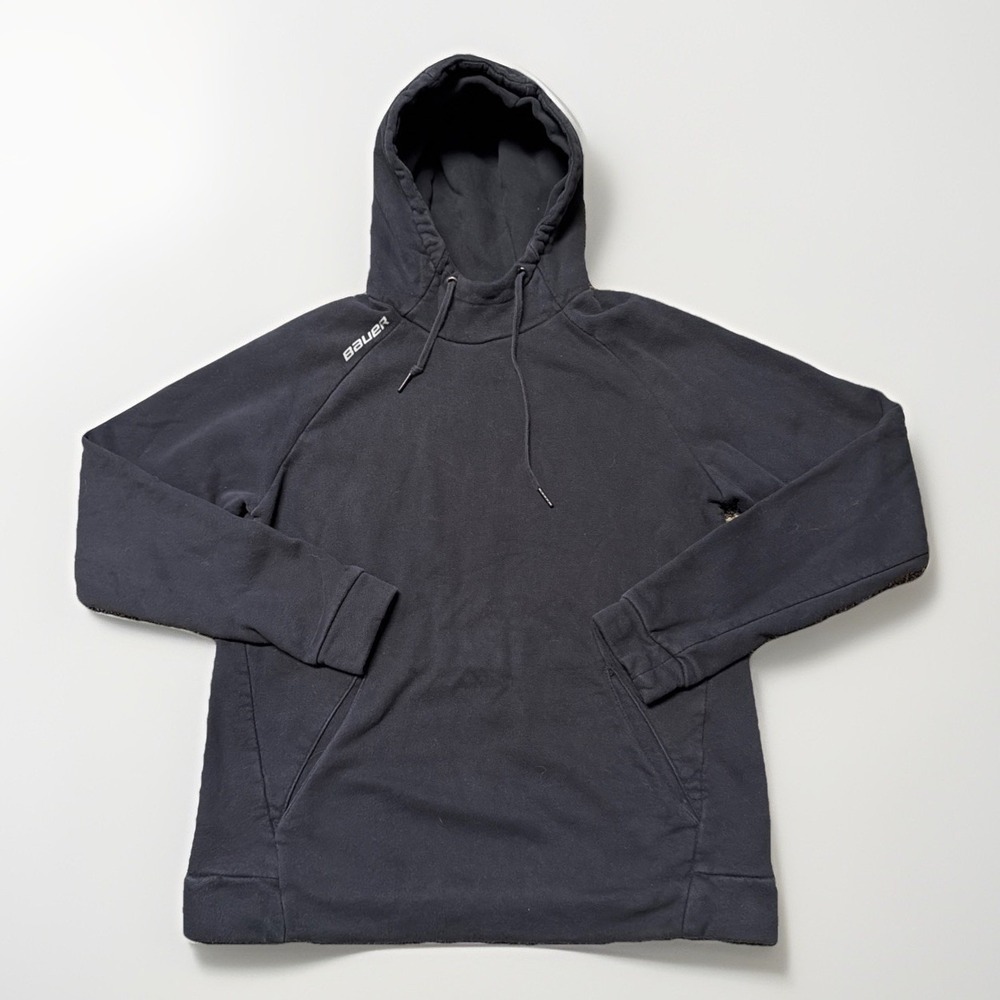 Bauer Sweatshirt Mens Small Black Hoodie Pullover Fleece‎ Hooded Hockey